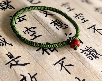 Handmade Lucky Rope Bracelet - Tibetan Vajra Knot Anklet - Unisex Gift for Meditation - Couples or Friends - Buddhist Jewelry