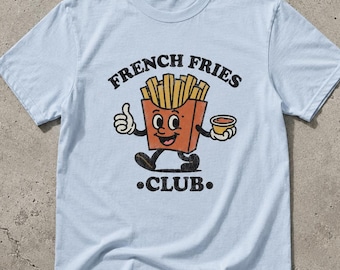 Toddler French Fries Club Shirt Bella Canvas Vintage Food Tee, Funny Fries Gift for Boys Girls Fast Food Lovers