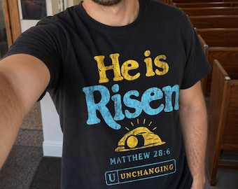 He is Risen Vintage T Shirt Comfort Colors® Christian Easter Faith Gift Empty Tomb Graphic Tee