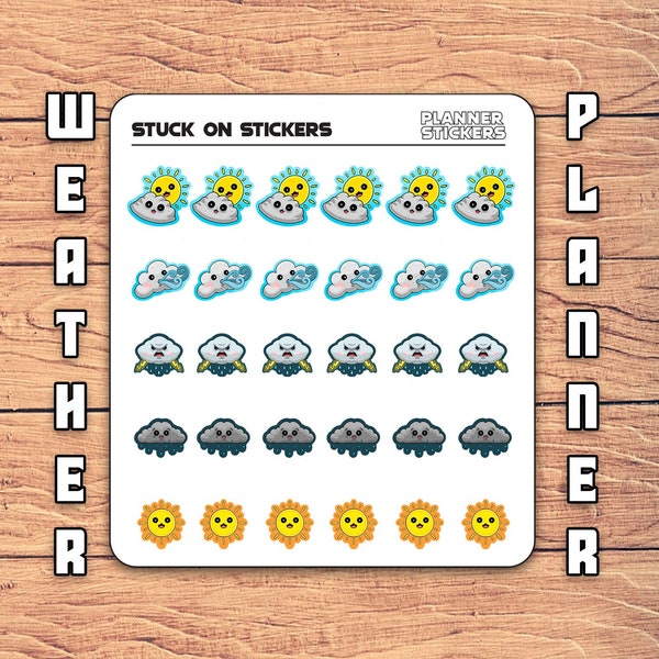 15 weather stickers l Cloudy Sticker l Rain Sticker l Windy Sticker l Sunny Sticker