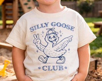 Chemise club Silly Goose pour tout-petit : t-shirt drôle d'oie pour enfant, chemise animal mignon pour tout-petit, t-shirt graphique oie rétro, tenue d'âge préscolaire