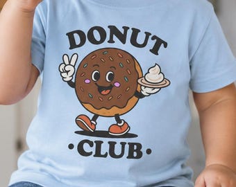 Toddler Donut Shirt Bella Canvas Vintage Funny Dessert Tee Cute Bakery Graphic Gift for Boys Girls Birthday Outfit
