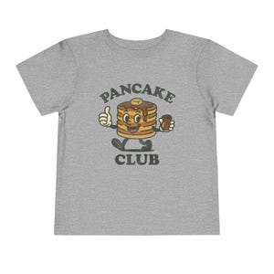 Toddler Pancake Club Shirt Bella Canvas Vintage Breakfast Tee, Funny Food Graphic Gift for Boys Girls Brunch Outfit Athletic Heather