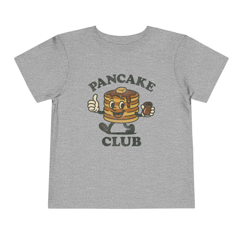 Toddler Pancake Club Shirt Bella Canvas Vintage Breakfast Tee, Funny Food Graphic Gift for Boys Girls Brunch Outfit Athletic Heather