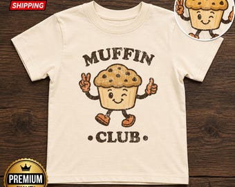 マフィンクラブ幼児用Tシャツ、ヴィンテージマフィンシャツ、レトロで面白い食べ物幼児用Tシャツ、かわいいベーカリーシャツ、グルメな誕生日プレゼント
