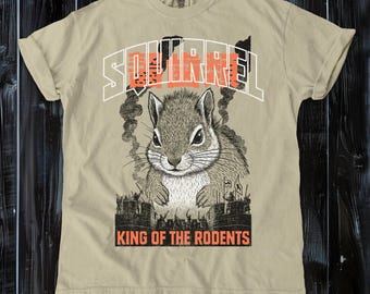 Vintage Squirrel Rampage Tee: King of the Rodents graphic t-shirt, unhinged critter, chaos mascot, vintage distressed memecore animal top