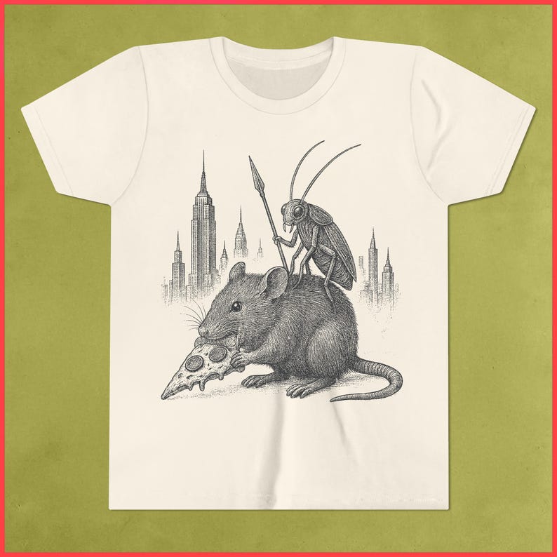 Kids NYC Rat Pizza Shirt, Cockroach Rider New York Tee, Funny City ...