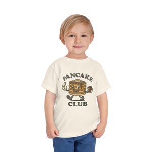 Toddler Pancake Club Shirt Bella Canvas Vintage Breakfast Tee, Funny Food Graphic Gift for Boys Girls Brunch Outfit image 3