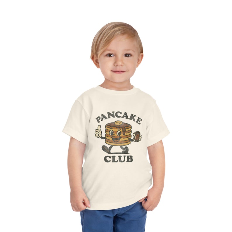Toddler Pancake Club Shirt Bella Canvas Vintage Breakfast Tee, Funny Food Graphic Gift for Boys Girls Brunch Outfit image 3