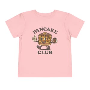 Toddler Pancake Club Shirt Bella Canvas Vintage Breakfast Tee, Funny Food Graphic Gift for Boys Girls Brunch Outfit Pink