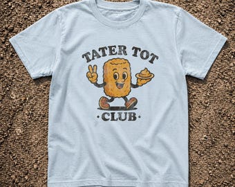 Maglietta per bambini Tater Tot Club, maglietta divertente con patata per ragazzi, simpatico regalo a tema cibo per bambini, maglietta retrò con mascotte per bambini, top per bambini buongustai