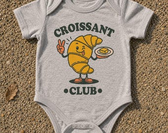 クロワッサンクラブ ベビーボディスーツ おもしろブランチベビー服 可愛いフレンチペストリー 幼児用ワンピース グルメな新米ママへのギフト