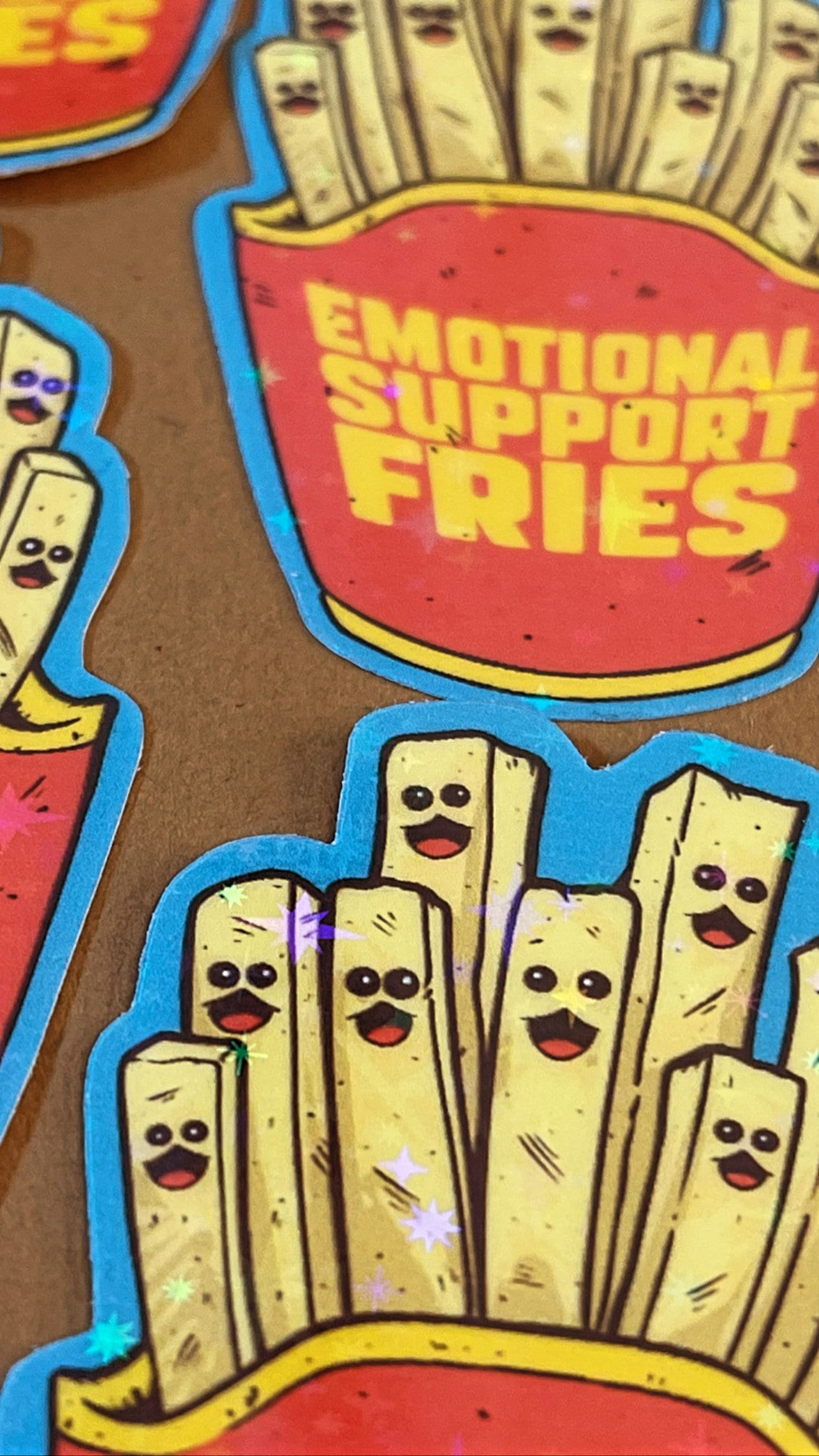 Emotional Support Fries Sticker Cute Holographic L These