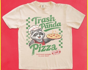 Comfort Colors Trash Panda Pizza Shirt Funny Raccoon Chef Tee Retro Pizza Lover Graphic Unisex Vintage Style