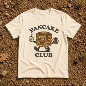 Toddler Pancake Club Shirt Bella Canvas Vintage Breakfast Tee, Funny Food Graphic Gift for Boys Girls Brunch Outfit image 1
