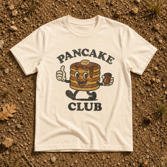 Toddler Pancake Club Shirt Bella Canvas Vintage Breakfast Tee, Funny Food Graphic Gift for Boys Girls Brunch Outfit
