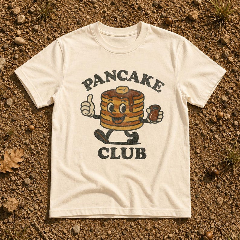 Toddler Pancake Club Shirt Bella Canvas Vintage Breakfast Tee, Funny Food Graphic Gift for Boys Girls Brunch Outfit image 1