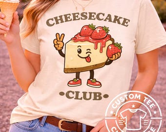 Chemise club cheesecake : t-shirt cheesecake aux fraises, graphisme drôle de dessert, t-shirt vintage rétro pour gourmets, cadeau pâtissier