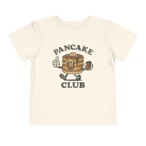 Toddler Pancake Club Shirt Bella Canvas Vintage Breakfast Tee, Funny Food Graphic Gift for Boys Girls Brunch Outfit Natural