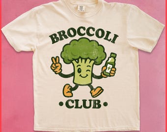 Camiseta del Club del Brócoli: Camiseta retro vegetariana para amantes de la comida, divertida camiseta vegetal, linda camiseta vintage con gráficos de vegetales.
