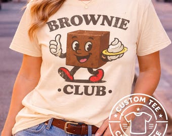 Chemise Brownie Club : mignon t-shirt amateur de desserts, chemise graphique de boulangerie amusante, t-shirt rétro pour gourmets, chemise gourmandise, t-shirt graphique unisexe
