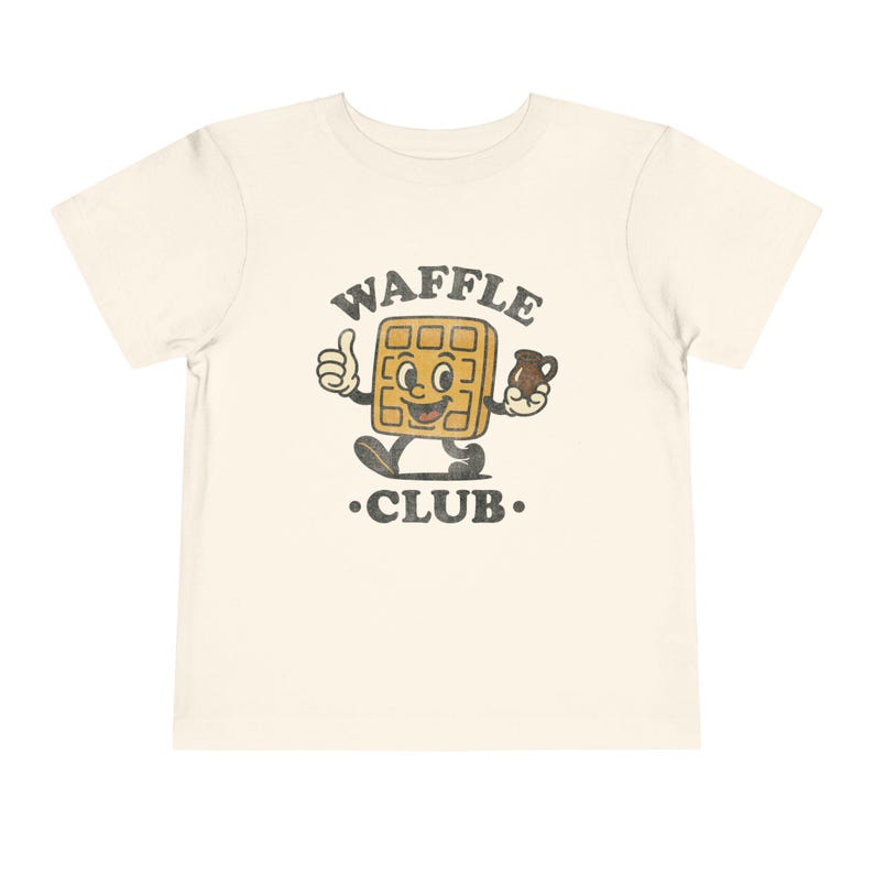 Camiseta del Club de Waffles para Niños Pequeños: Camiseta Retro de Mascota de Desayuno con Jarra de Jarabe, Gráfico de Brunch Dinercore, Lindo Regalo para Amantes de los Waffles de Fin de Semana Natural