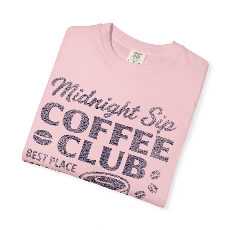 Midnight Sip Coffee Club Shirt, Vintage Coffee Lover Comfort Colors® Tee, Retro Caffeine T-Shirt, Funny Coffee Drinking Gift Blossom