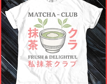 Matcha Club T-shirt grappig Matcha minnaar cadeau Japanse thee grafisch T-shirt groene thee esthetische shirt cadeau