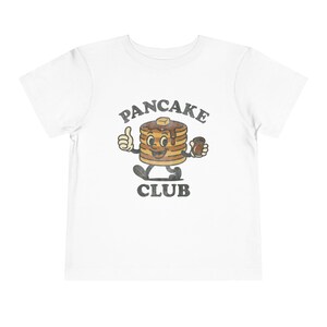 Toddler Pancake Club Shirt Bella Canvas Vintage Breakfast Tee, Funny Food Graphic Gift for Boys Girls Brunch Outfit White
