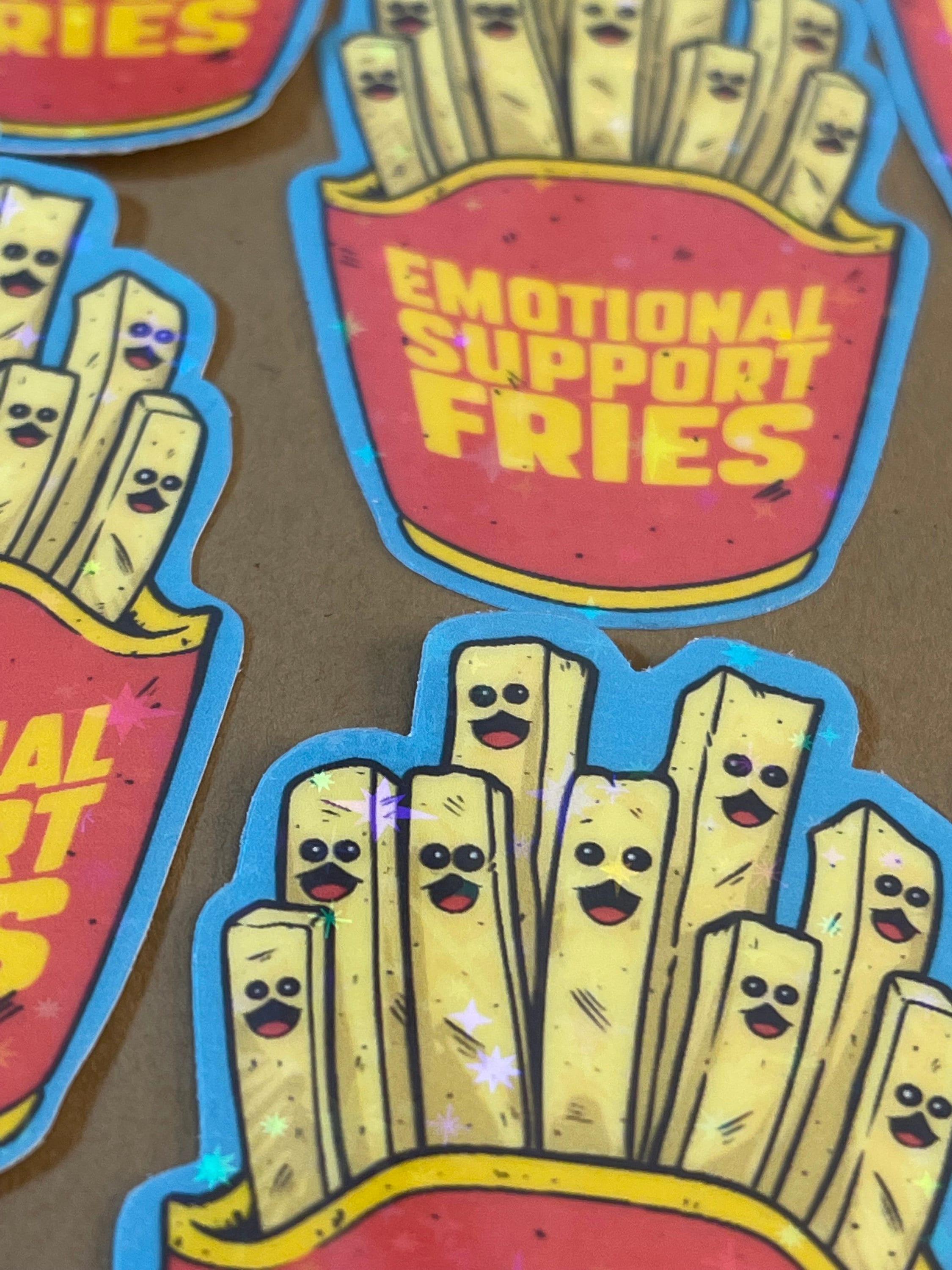 Emotional Support Fries Sticker Cute Holographic L These Weatherproof  Stickers L Great for Any Hydro Flask, Journals, Planners, and Laptops 