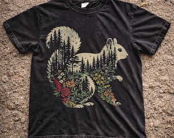 Comfort Colors Squirrel Shirt: Woodland Animal Graphic Tee, Forest Nature Shirt, Rustic Cottagecore Unisex Gift
