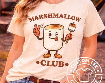 Chemise club guimauve, joli t-shirt collation feu de camp, graphique rétro de guimauve grillée, chemise de camping feu de camp, cadeau Smores Lover, t-shirt unisexe