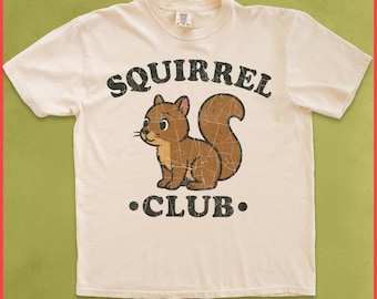 Koszulka Vintage Squirrel Club, koszulka Retro Squirrel Comfort Colors®, koszulka z uroczym leśnym zwierzątkiem, zabawny prezent dla miłośnika natury, unisex w kolorze kości słoniowej