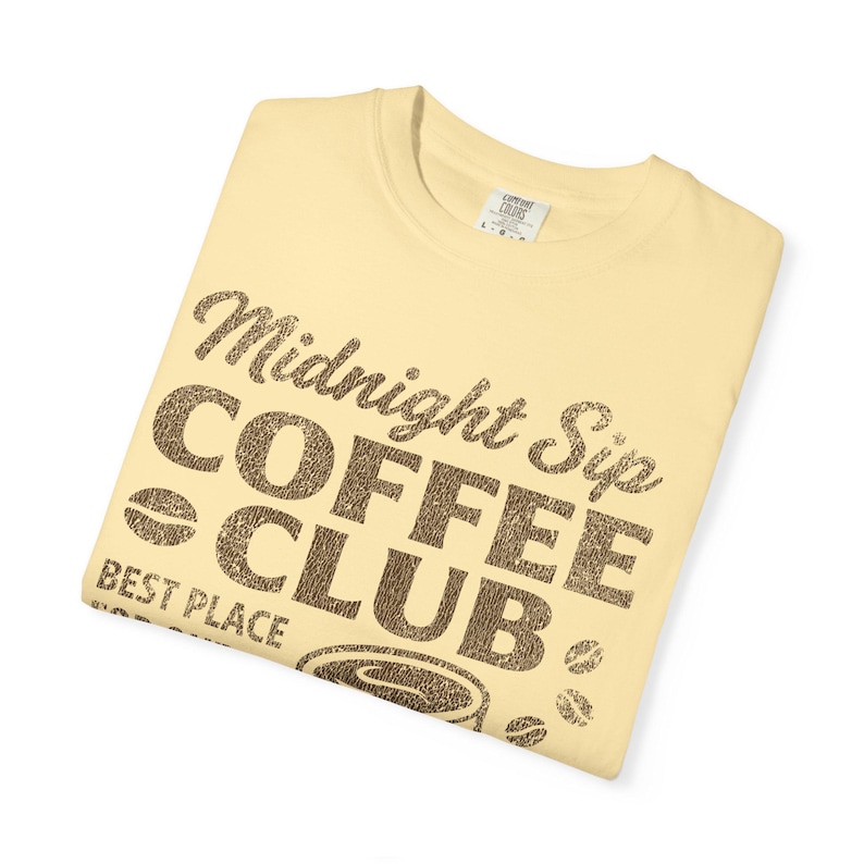 Midnight Sip Coffee Club Shirt, Vintage Coffee Lover Comfort Colors® Tee, Retro Caffeine T-Shirt, Funny Coffee Drinking Gift Banana