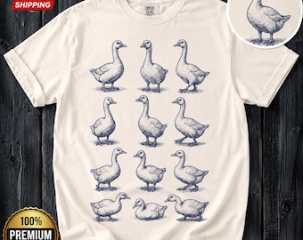 Vintage gås-T-shirt, fältguidegäss Comfort Colors®-tröja, retro fågelskådningströja, topp med naturmotiv för vattenfåglar, gåsälskare