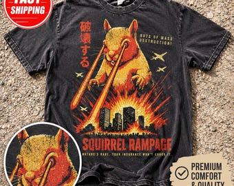 ヴィンテージ リス暴走グラフィックTシャツ：レトロホラー映画シャツ