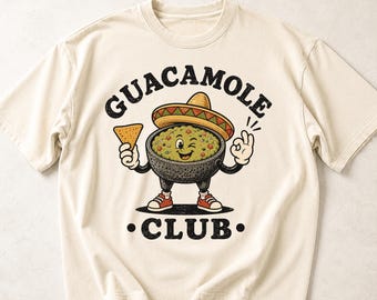 グアカモレクラブ ヴィンテージTシャツ、レトロで面白いアボカドコンフォートカラーズ®Tシャツ、メキシコ料理好きのためのシャツ、グアカモレナチョシンコデマヨギフト