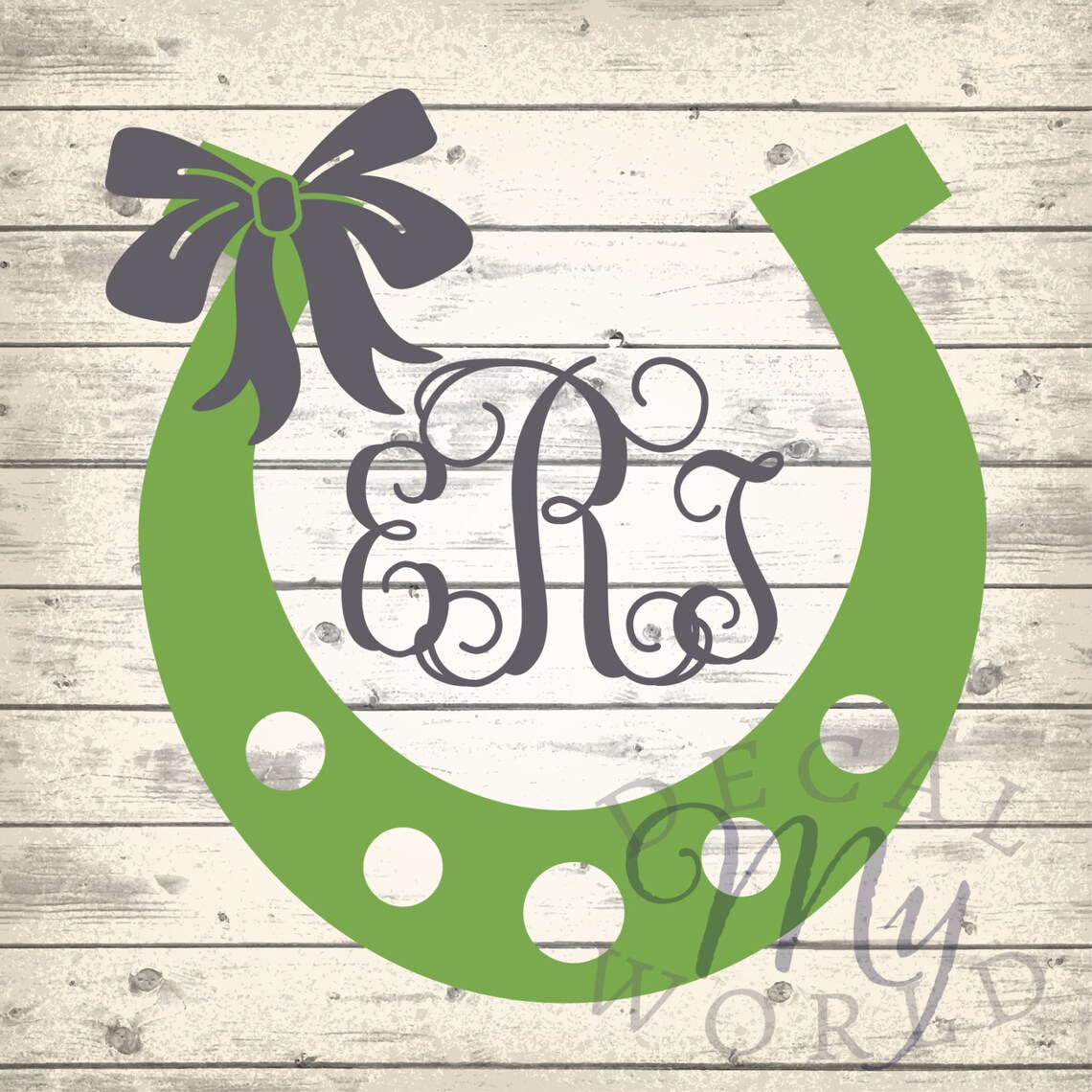 Horseshoe Monogram Decal with Bow Horse Shoe Decal Etsy