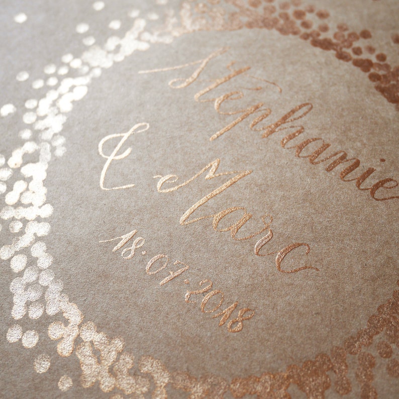 Guest book personalized Rustic and original wedding Guestbook kraft personalised calligraphy names and polka dot wreath