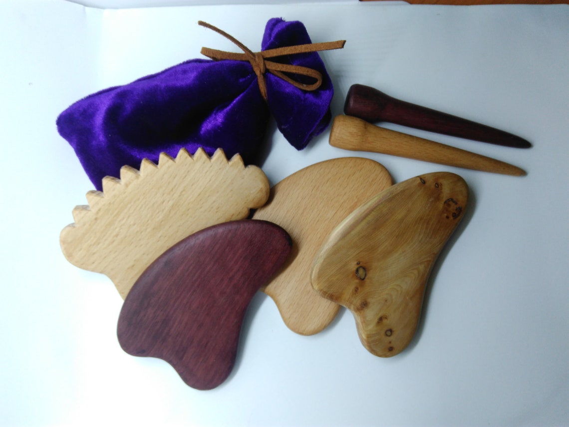 Set of 3 Wooden Gua Sha Tools Set Gua Sha Set Body Massage Etsy