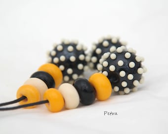 PetraBeads -  Handmade Lampwork (3+8) Glass Beads - Happy beads - lampwork - glass - beads