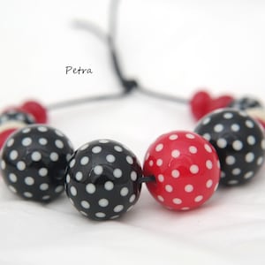 PetraBeads - Handmade Lampwork (6+8) Glass Beads -  dots beads - Happy beads - lampwork - glass - beads