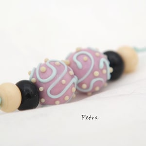 PetraBeads - Handmade Lampwork Glass Beads - Polka Dots Beads -  Rondells - Earrings set