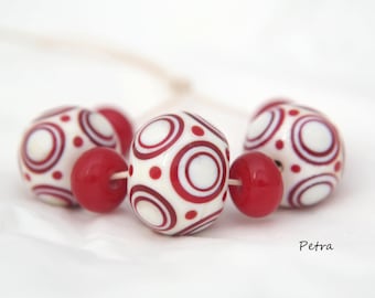 Handmade Lampwork Glass Bead Set: Happy Beads for Jewelry Making