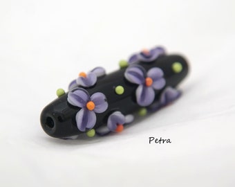 BuliBeads - Handmade Lampwork Glass Floral Focal Pendant - flowers