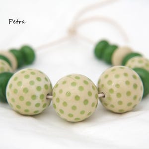 PetraBeads - Handmade Lampwork (5+10) Glass Beads -  dots beads - Happy beads - lampwork - glass - beads