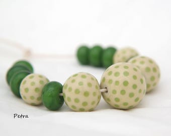PetraBeads - Handmade Lampwork (5+8) Glass Beads -  dots beads - Happy beads - lampwork - glass - beads