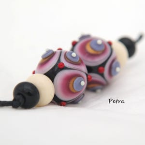 PetraBeads - Handmade Lampwork Glass Beads - Polka Dots Beads -  Rondells - Earrings set