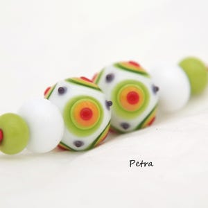 PetraBeads - Handmade Lampwork Glass Beads - Polka Dots Beads -  Rondells - Earrings set