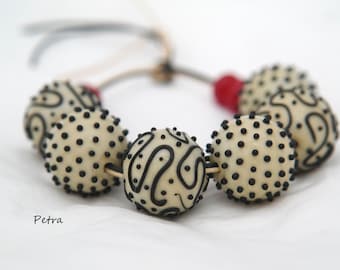 PetraBeads  - Handmade Lampwork (6+6) Glass Beads - Happy beads - lampwork - glass - beads
